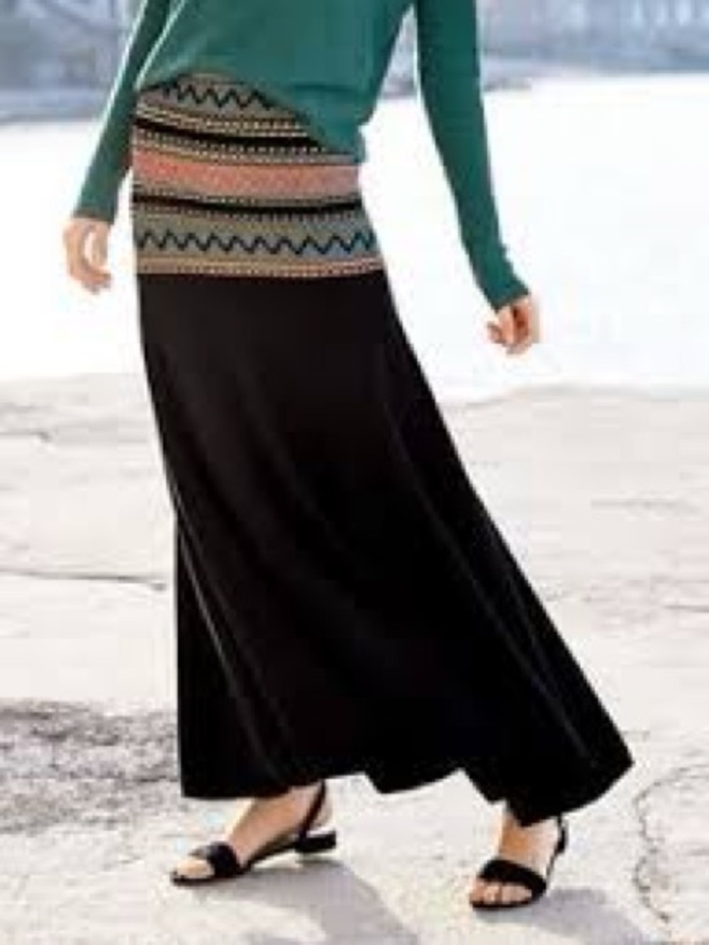 Peruvian Connection Pima Cotton Knit Maxi Skirt Size S Small Bohemian Boho